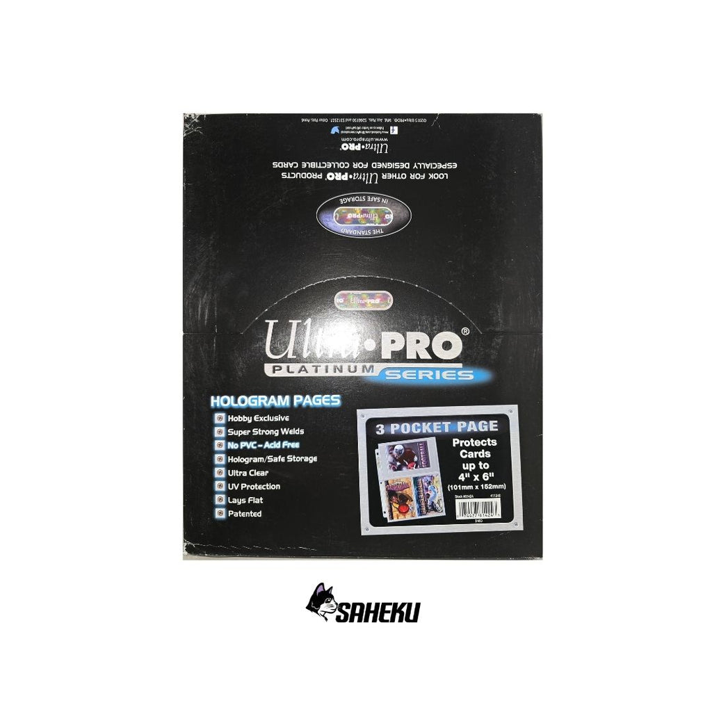 Ultra PRO: Platinum Hologram 3-Pocket Pages - 3-Holes (4" x 6" x 5 unidades)