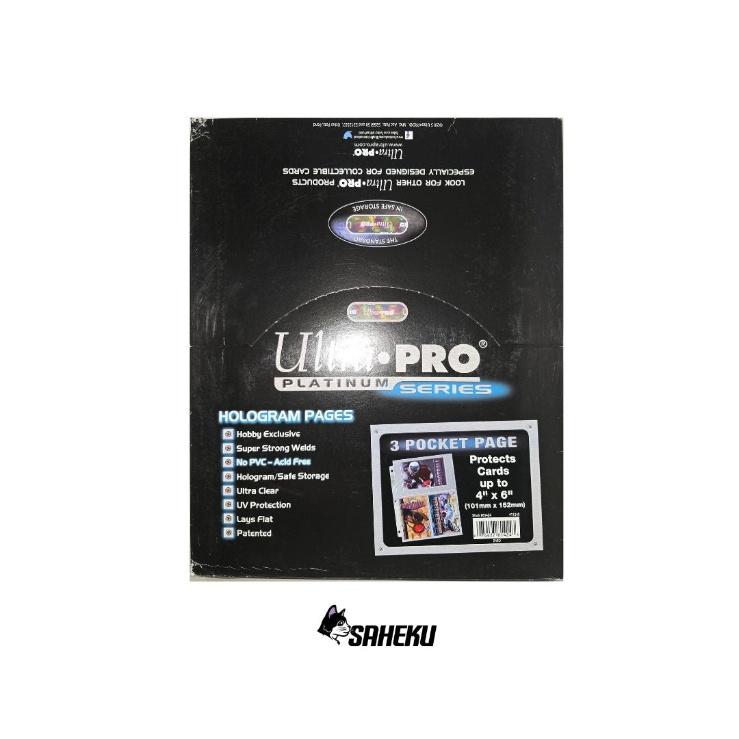 Ultra PRO: Platinum Hologram 3-Pocket Pages - 3-Holes (4" x 6" x 5 unidades)