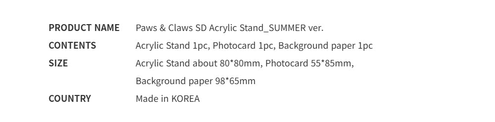 [PREVENTA] Paws & Claws SD Acrylic Stand SUMMER ver.