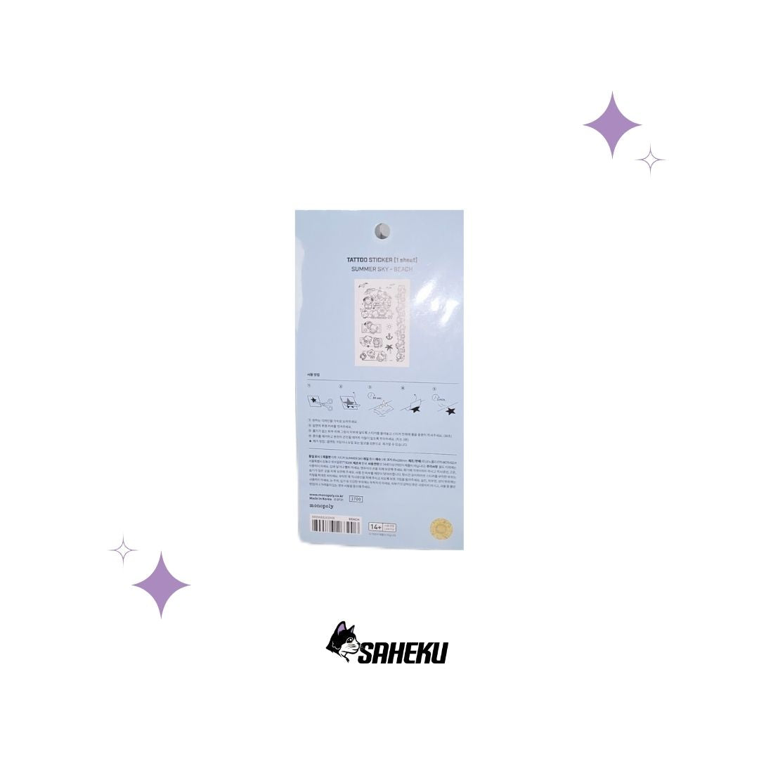 BT21 X Monopoly Collaboration - Tattoo Sticker ver. BEACH