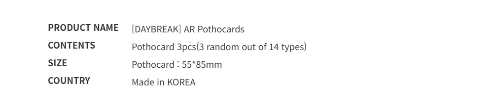 [DAYBREAK] AR Photocards