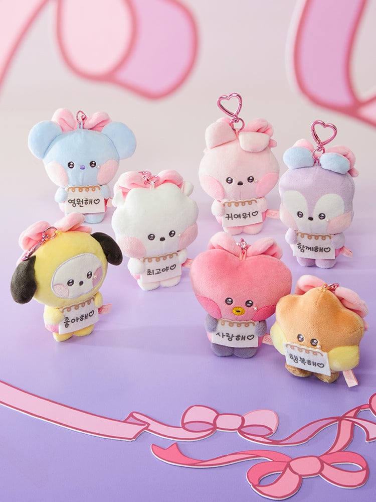 [Bajo pedido] Llavero con mensaje "You Love Me" de Minini Ribbon de BT21