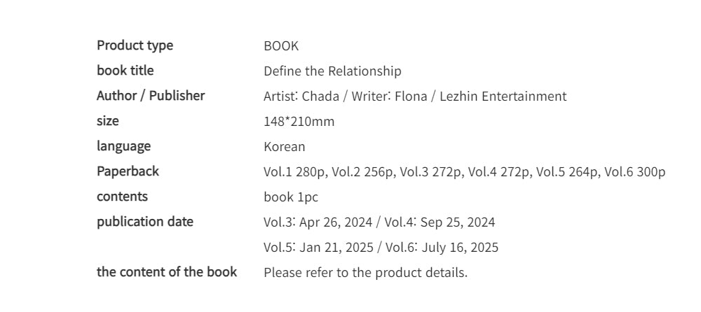 [BOOK] Define the Relationship Vol.1~6 (Korean Ver.)