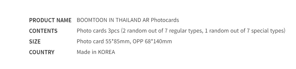 [PREVENTA] BOOMTOON IN THAILAND AR Photocards
