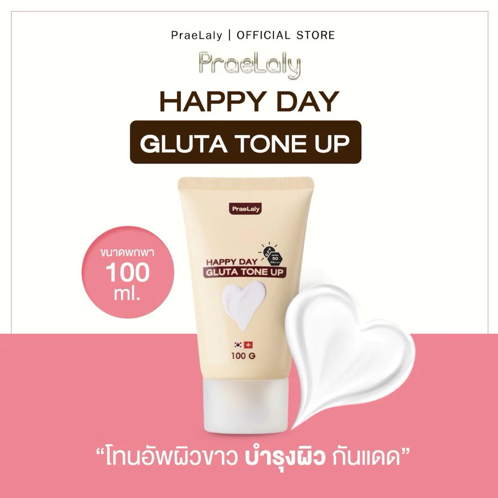 [BAJO PEDIDO] PRAELALY HAPPY DAY GLUTA TONE UP - Resistente al agua y con SPF 50+++.